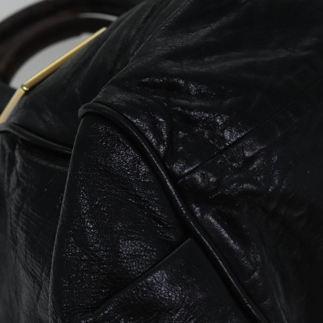 Chloe Etel Hand Bag Leather 2way Black Gold fm3754