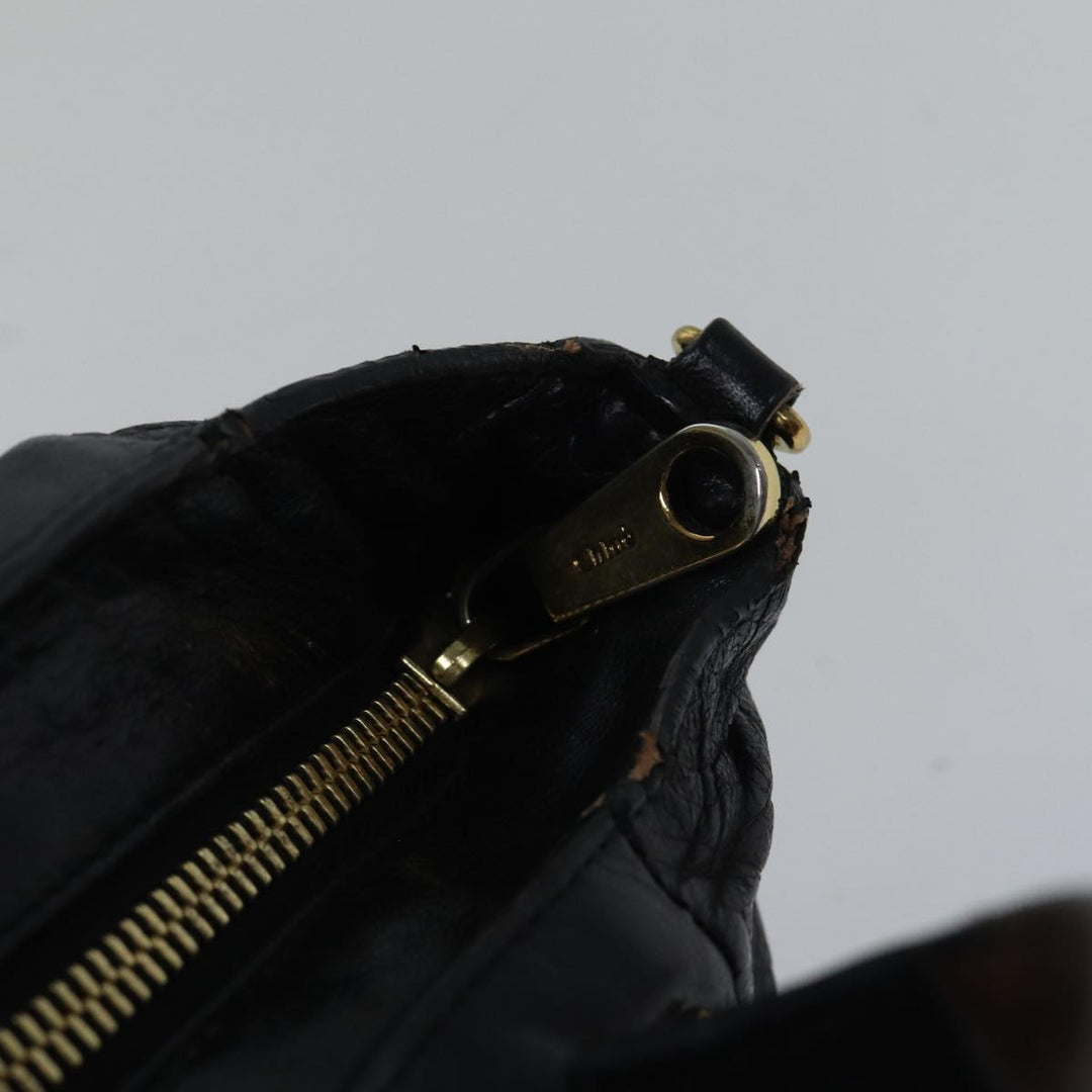 Chloe Etel Hand Bag Leather 2way Black Gold fm3754