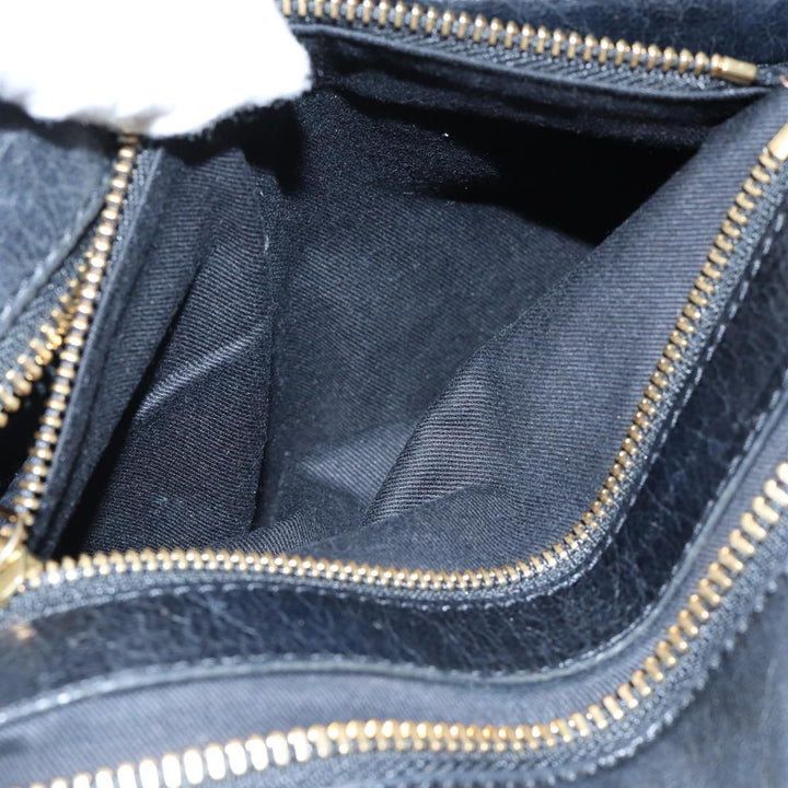 Chloe Etel Hand Bag Leather 2way Black Gold fm3754