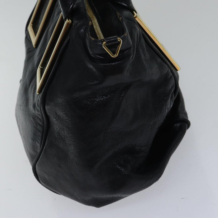 Chloe Etel Hand Bag Leather 2way Black Gold fm3754