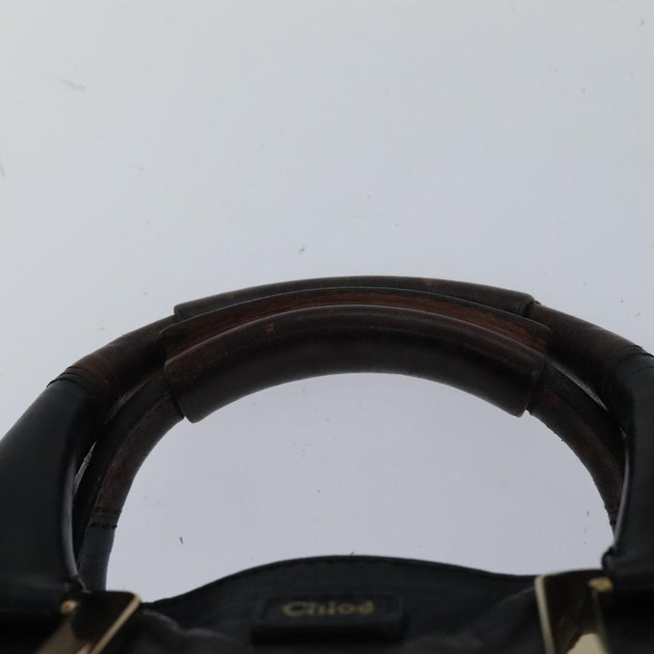 Chloe Etel Hand Bag Leather 2way Black Gold fm3754