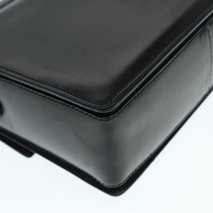 Celine Shoulder Bag Leather Black Silver Auth fm3770