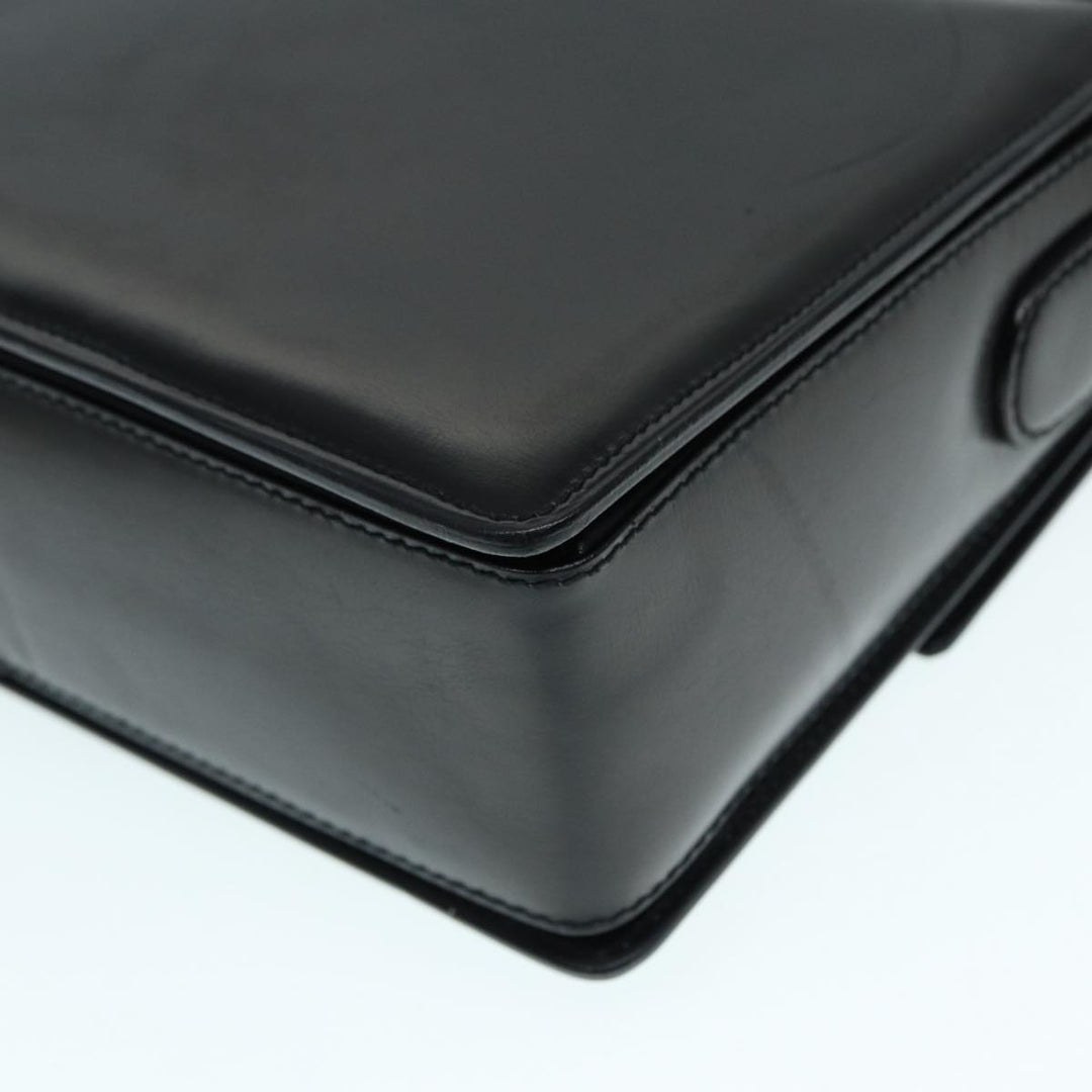 Celine Shoulder Bag Leather Black Silver Auth fm3770