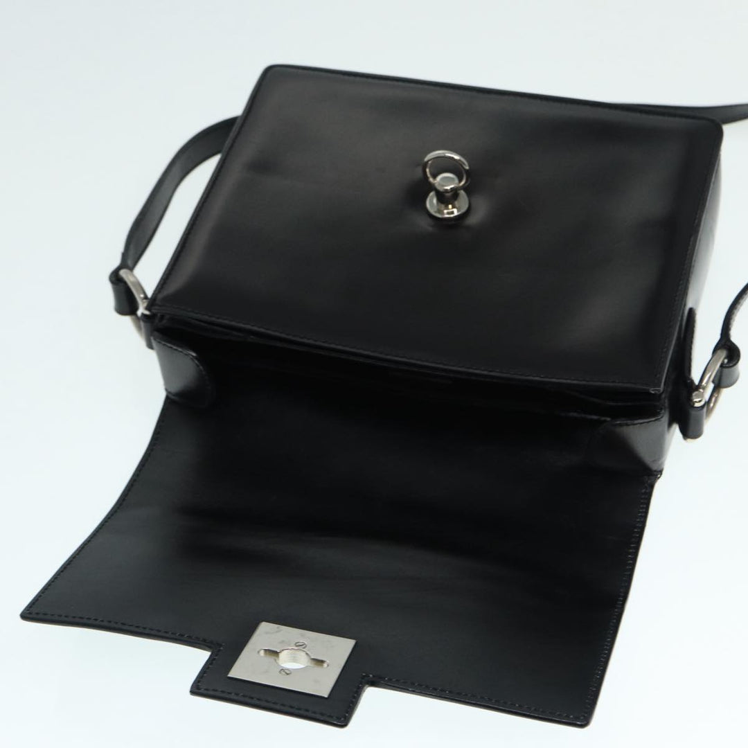 Celine Shoulder Bag Leather Black Silver Auth fm3770