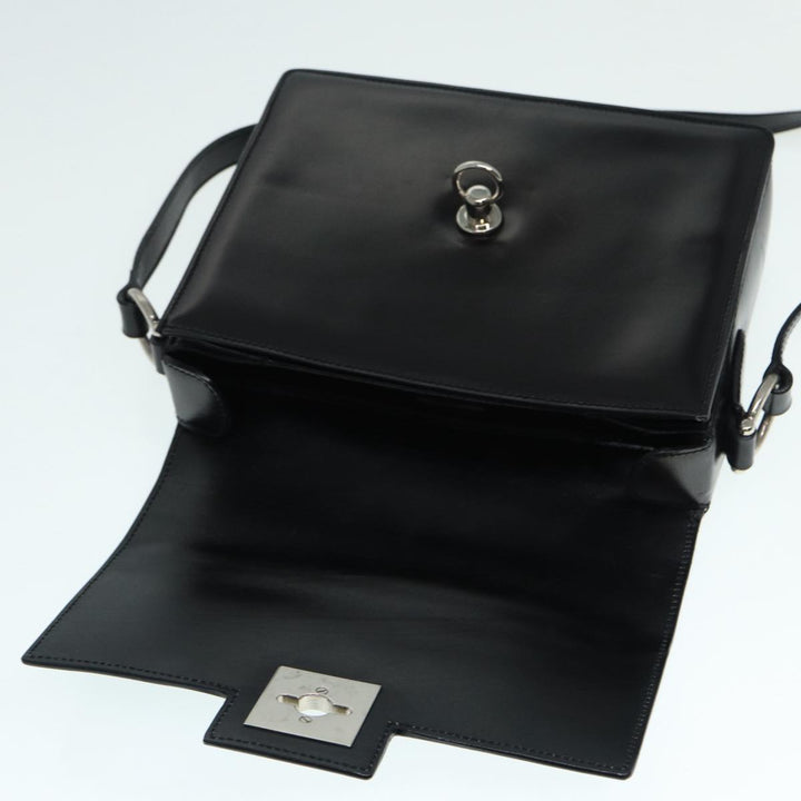 Celine Shoulder Bag Leather Black Silver Auth fm3770