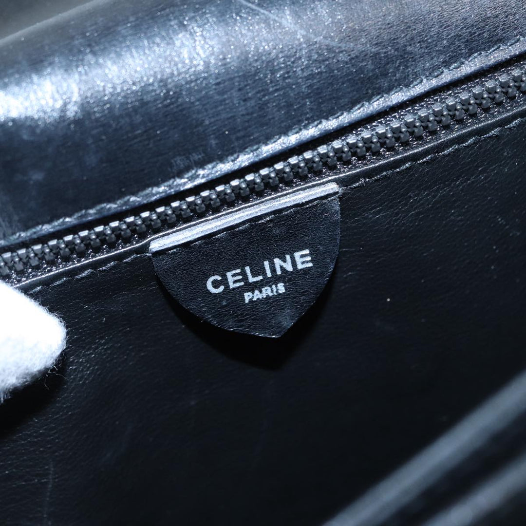 Celine Shoulder Bag Leather Black Silver Auth fm3770