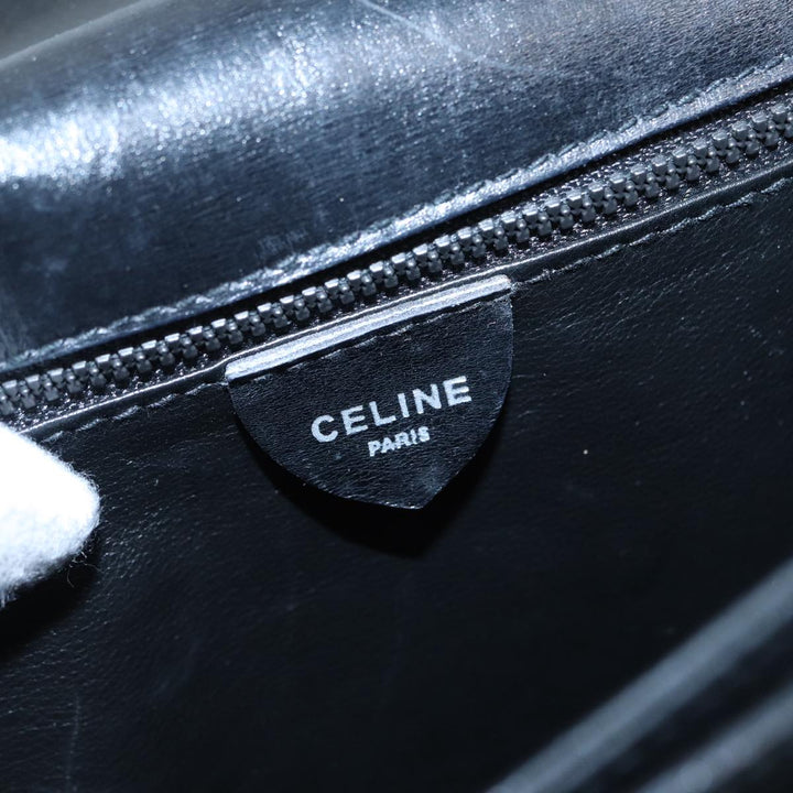 Celine Shoulder Bag Leather Black Silver Auth fm3770