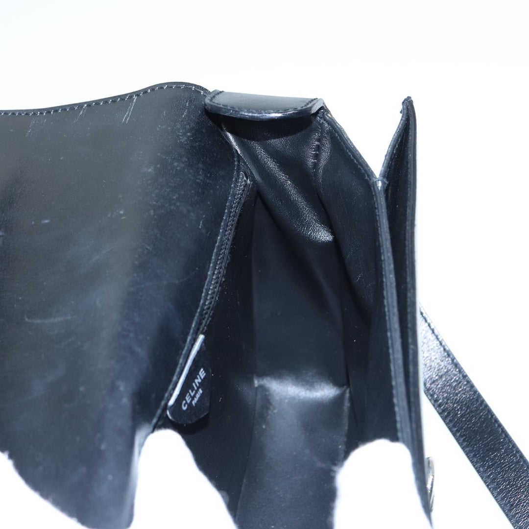 Celine Shoulder Bag Leather Black Silver Auth fm3770