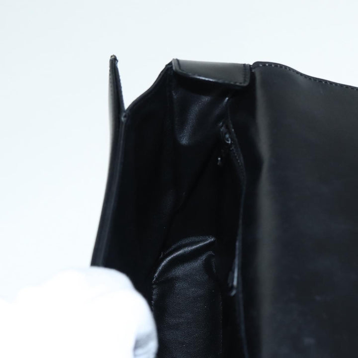 Celine Shoulder Bag Leather Black Silver Auth fm3770