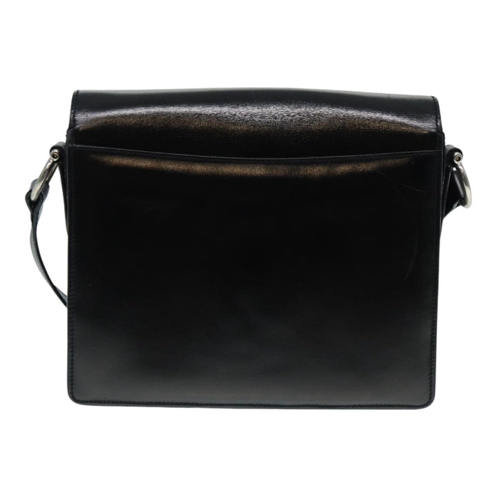 Celine Shoulder Bag Leather Black Silver Auth fm3770