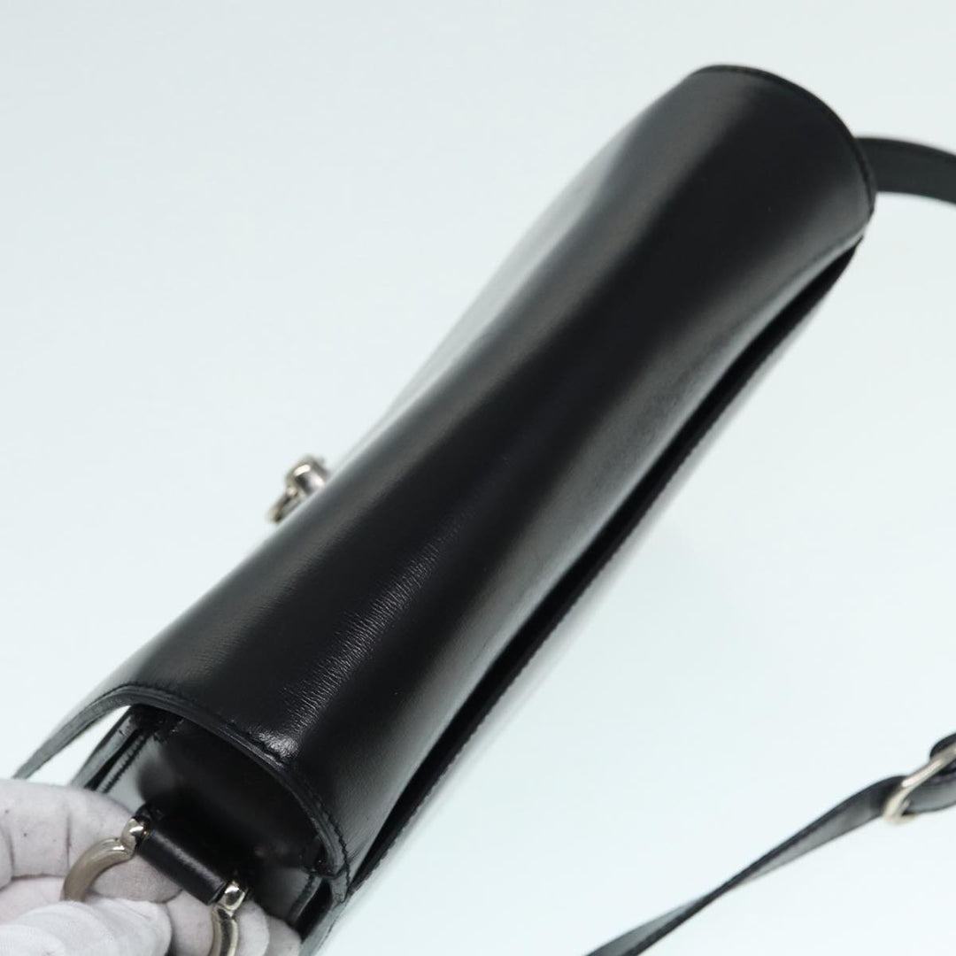 Celine Shoulder Bag Leather Black Silver Auth fm3770