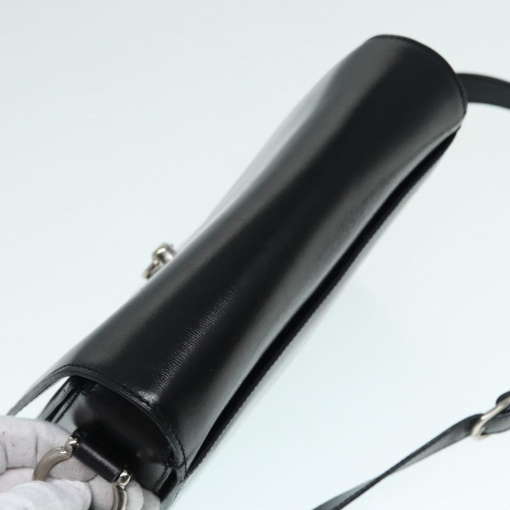 Celine Shoulder Bag Leather Black Silver Auth fm3770