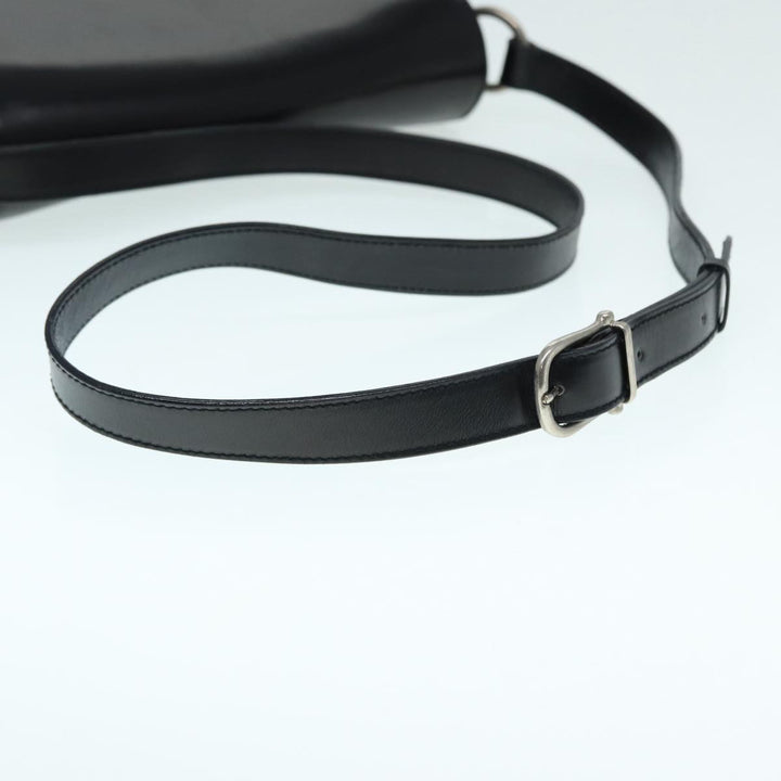 Celine Shoulder Bag Leather Black Silver Auth fm3770