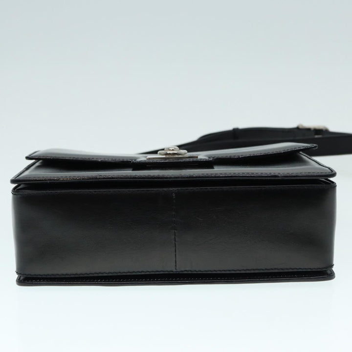 Celine Shoulder Bag Leather Black Silver Auth fm3770
