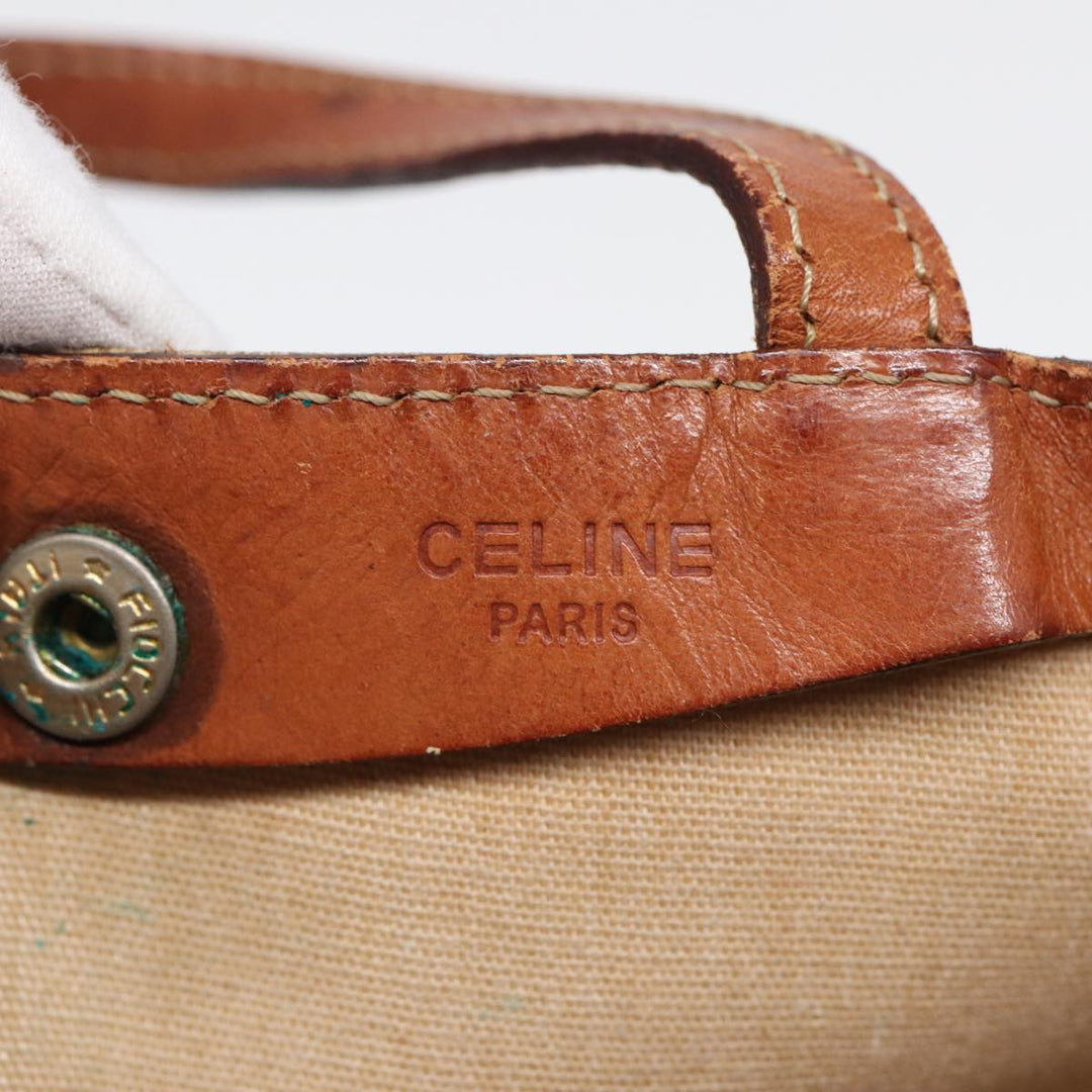Celine Macadam Canvas Hand Bag Beige Auth fm3782