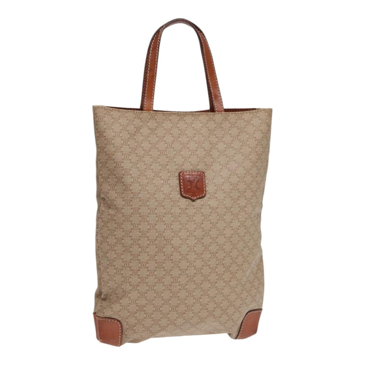 Celine Macadam Canvas Hand Bag Beige Auth fm3782