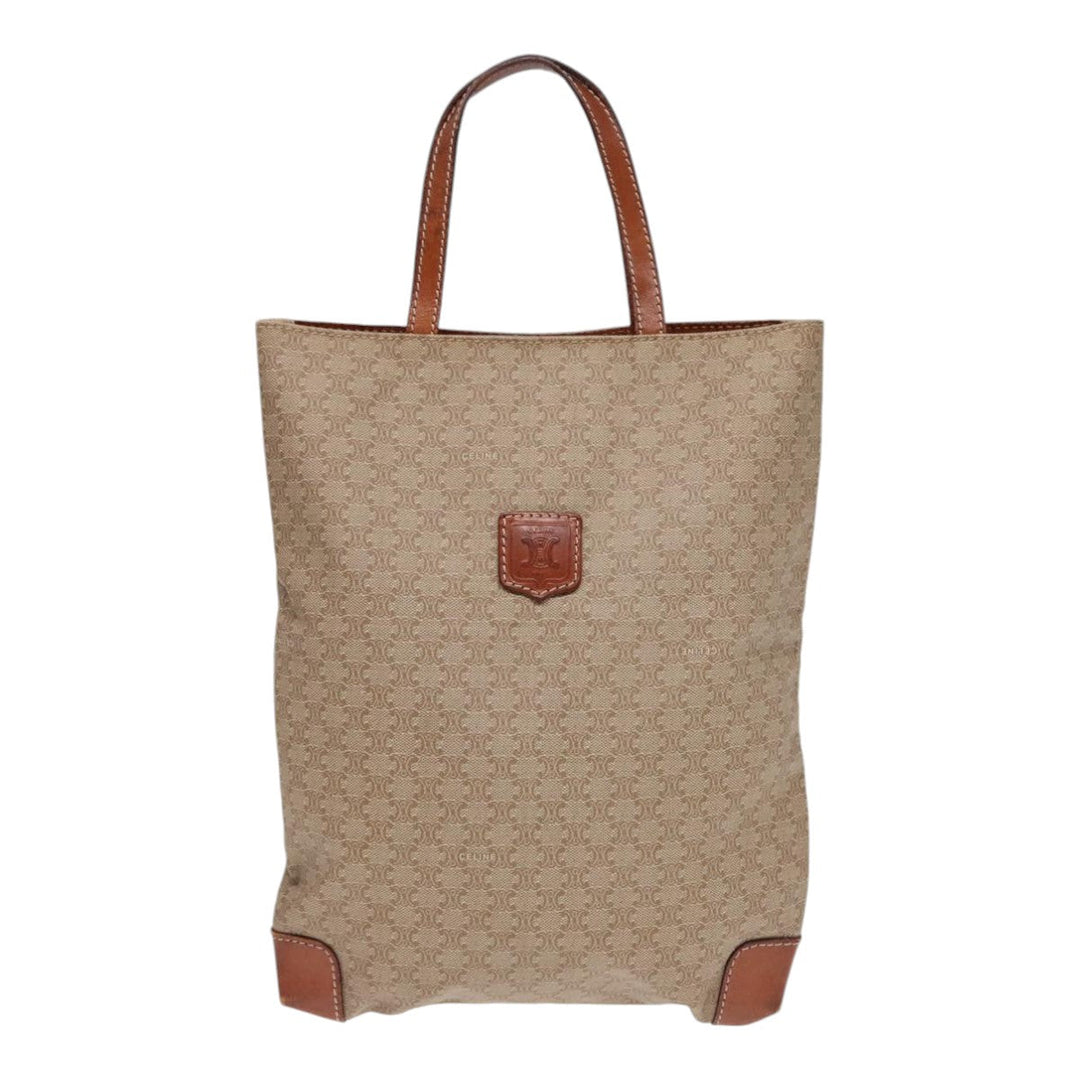 Celine Macadam Canvas Hand Bag Beige Auth fm3782
