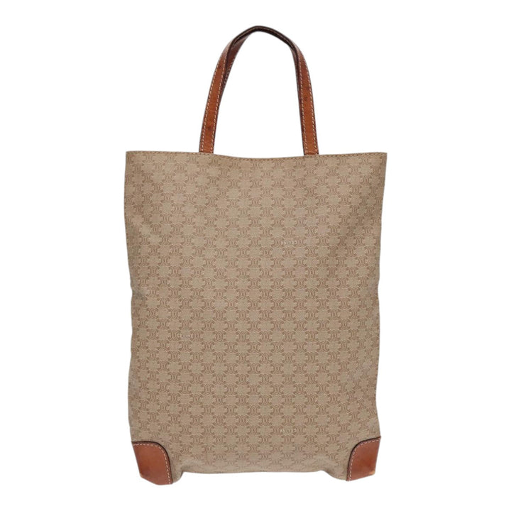 Celine Macadam Canvas Hand Bag Beige Auth fm3782