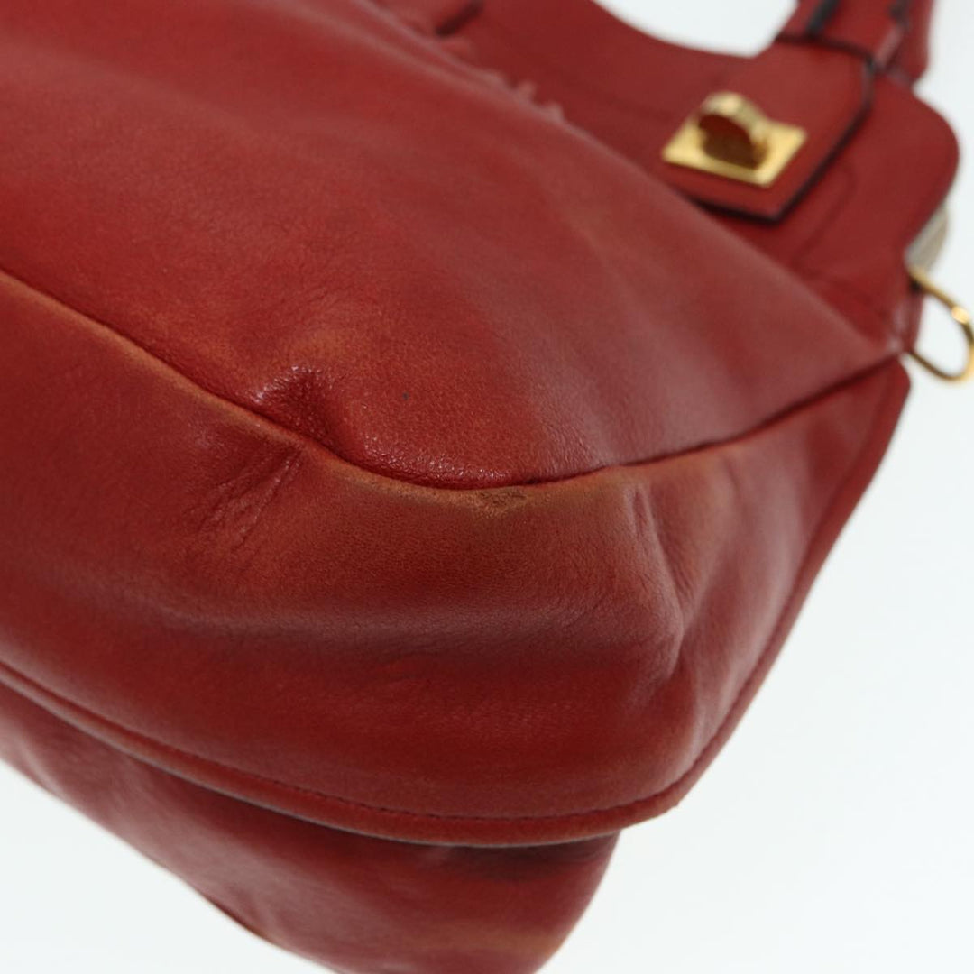 Chloe Hand Bag Leather Red Gold fm3784