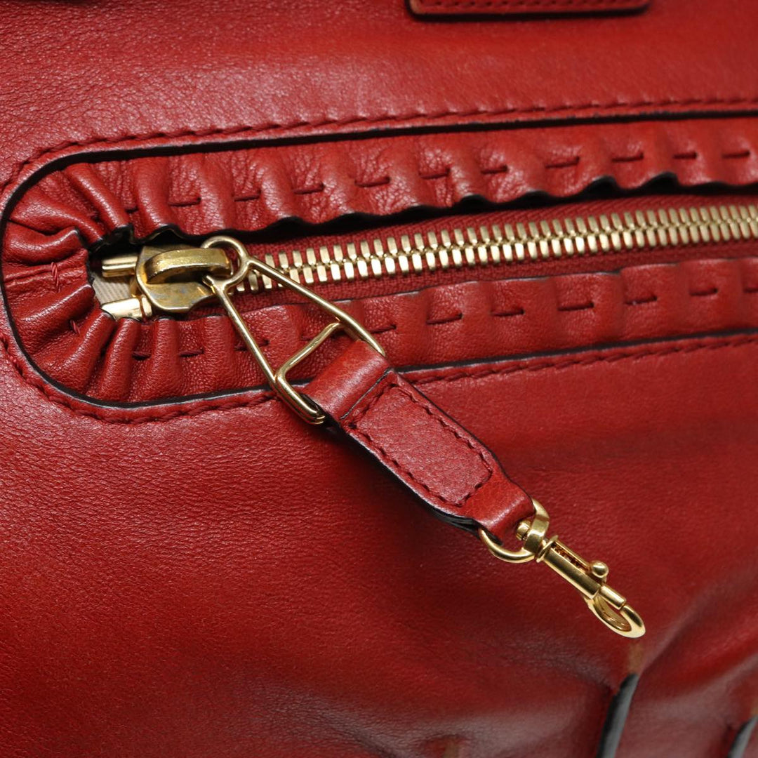 Chloe Hand Bag Leather Red Gold fm3784