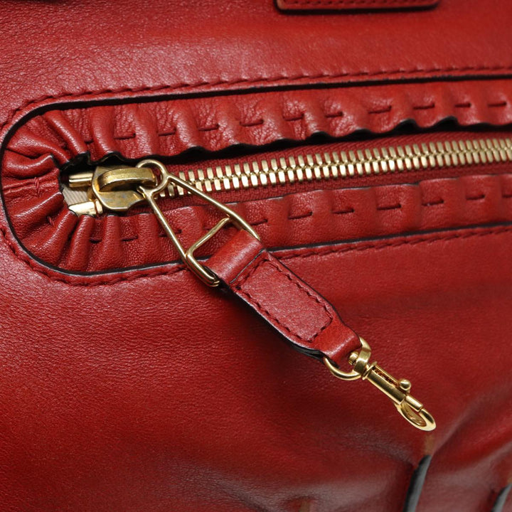 Chloe Hand Bag Leather Red Gold fm3784