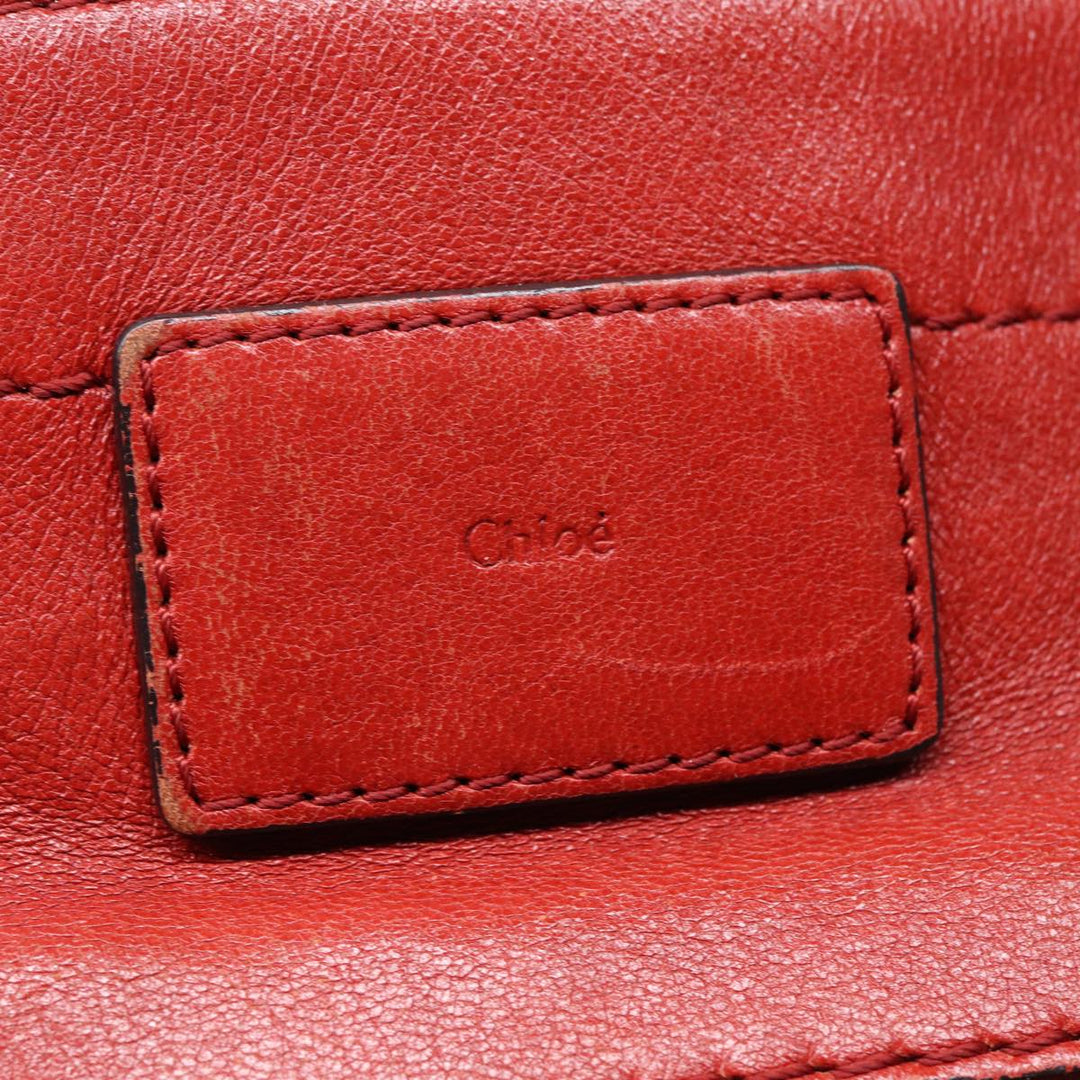 Chloe Hand Bag Leather Red Gold fm3784