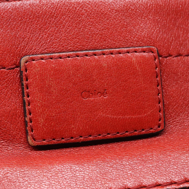 Chloe Hand Bag Leather Red Gold fm3784