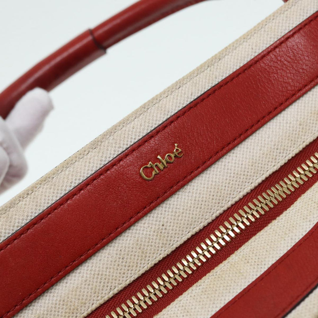 Chloe Hand Bag Leather Red Gold fm3784