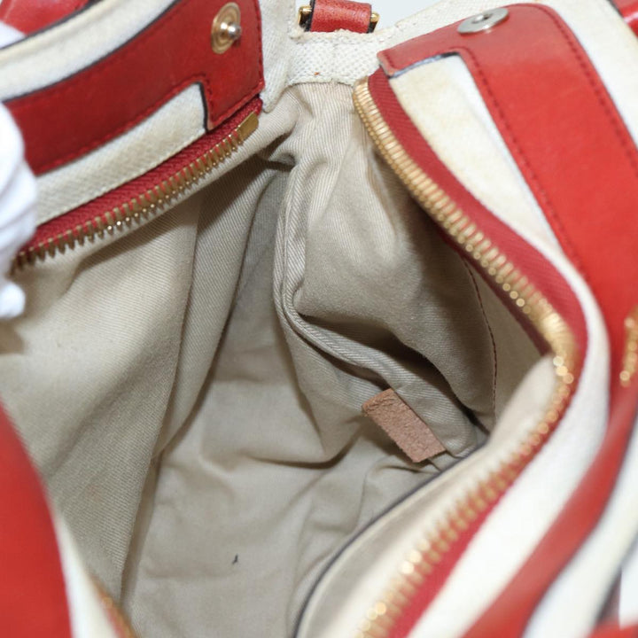 Chloe Hand Bag Leather Red Gold fm3784