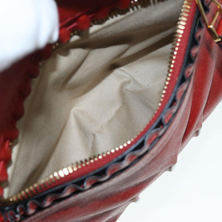 Chloe Hand Bag Leather Red Gold fm3784
