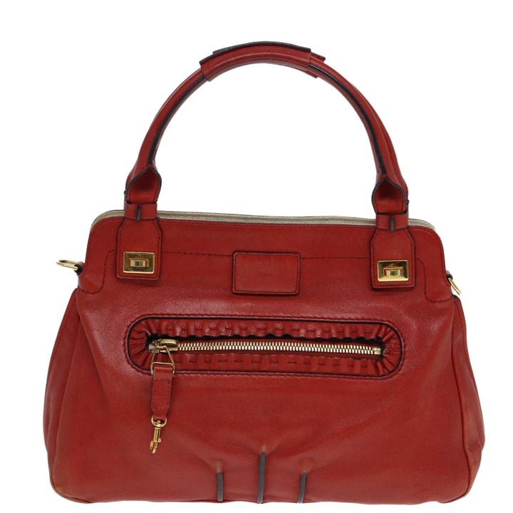 Chloe Hand Bag Leather Red Gold fm3784