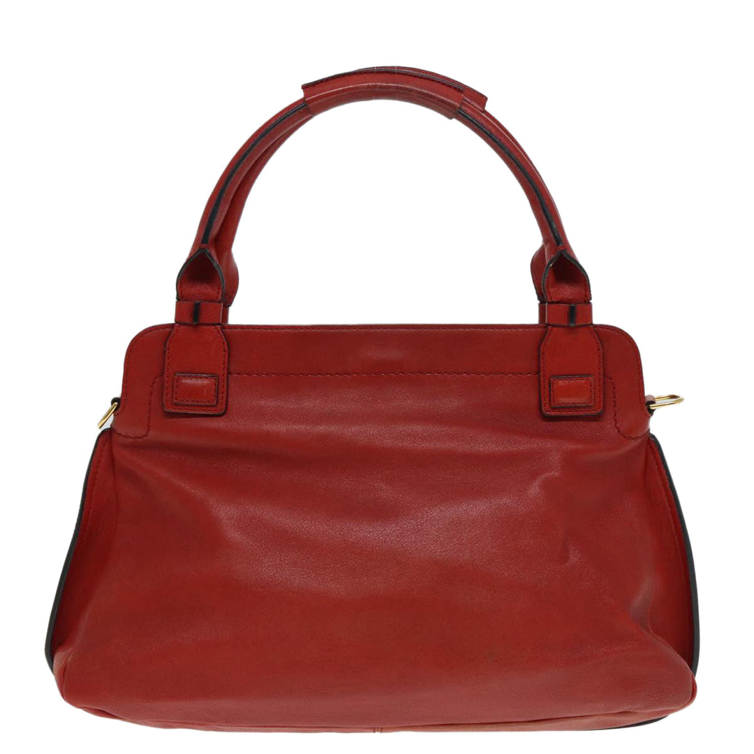 Chloe Hand Bag Leather Red Gold fm3784