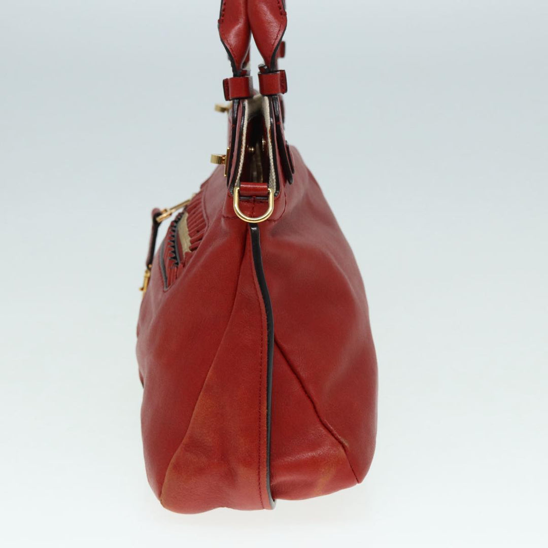 Chloe Hand Bag Leather Red Gold fm3784