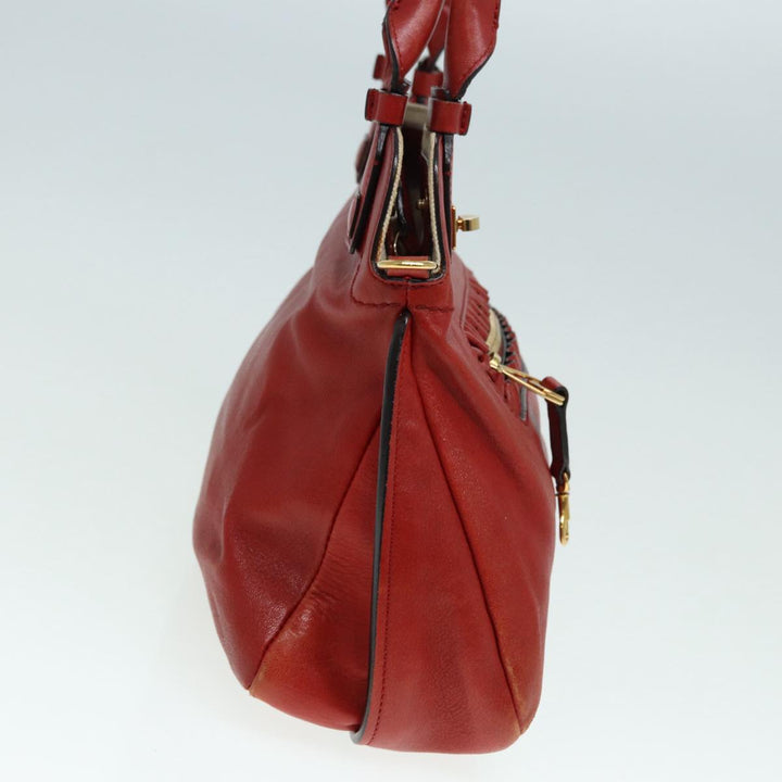 Chloe Hand Bag Leather Red Gold fm3784