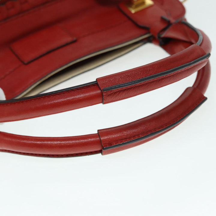 Chloe Hand Bag Leather Red Gold fm3784