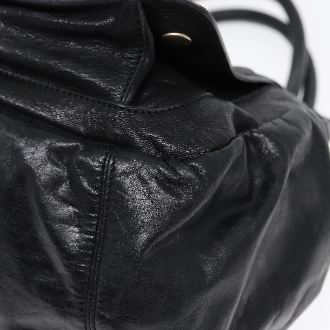 Chloe Hand Bag Leather Black Gold fm3790