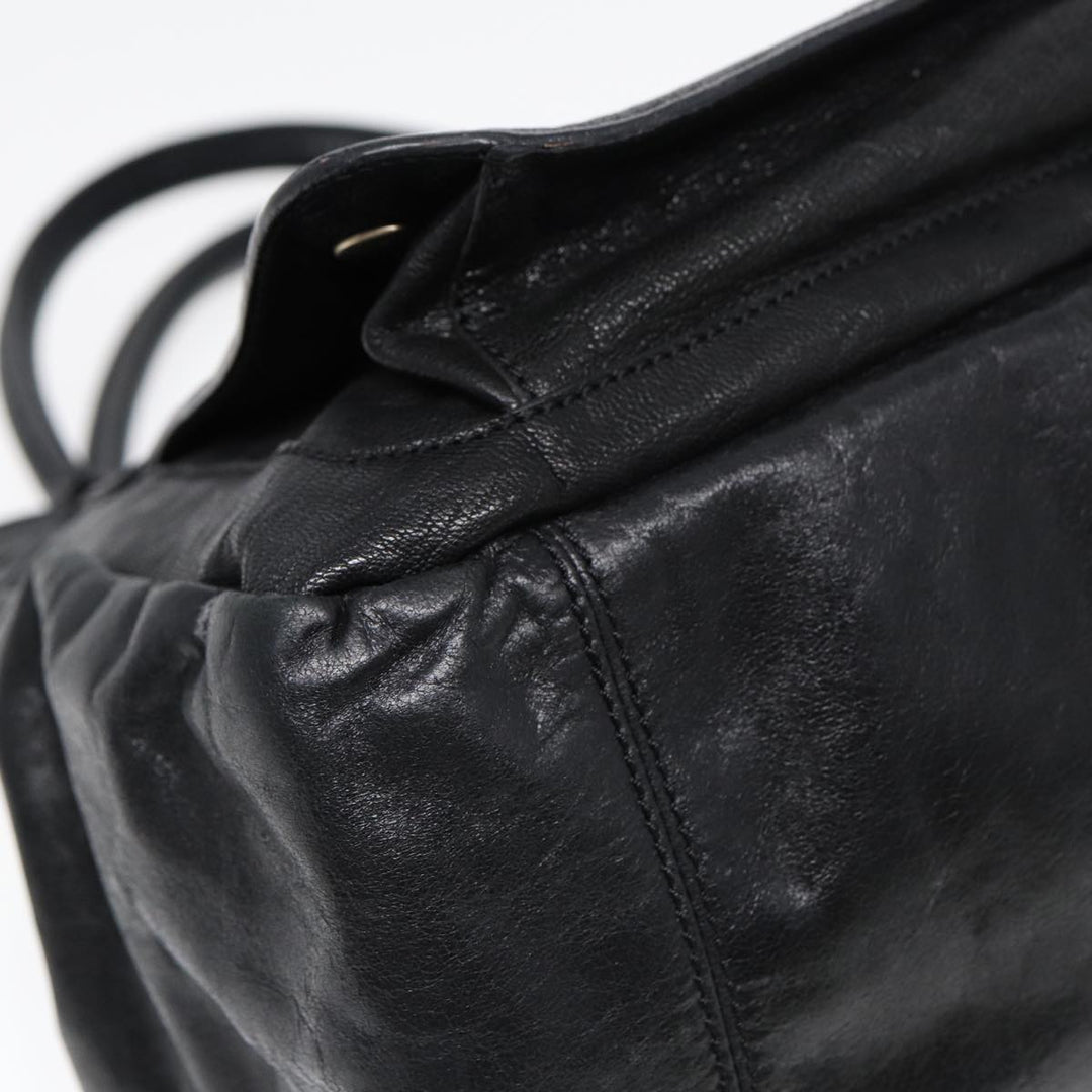 Chloe Hand Bag Leather Black Gold fm3790