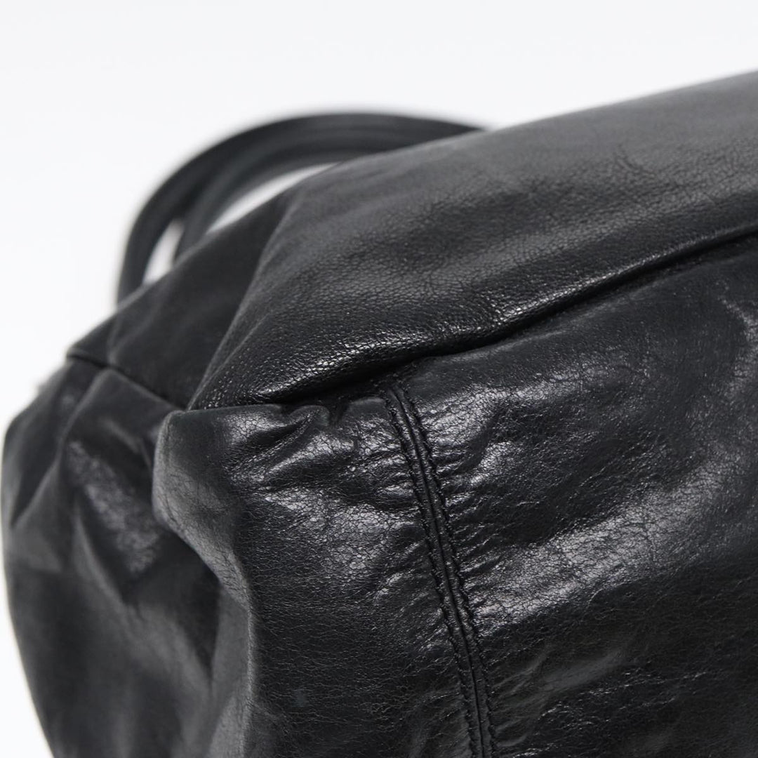 Chloe Hand Bag Leather Black Gold fm3790