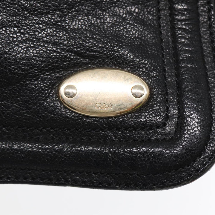 Chloe Hand Bag Leather Black Gold fm3790