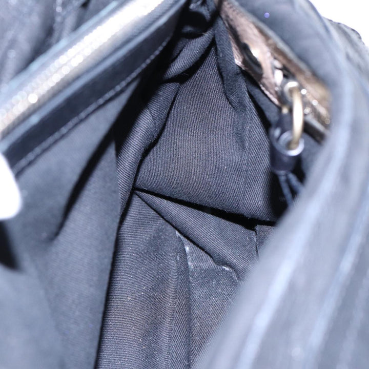 Chloe Hand Bag Leather Black Gold fm3790