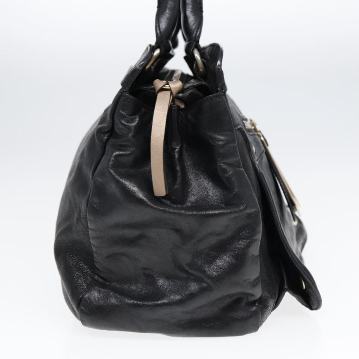 Chloe Hand Bag Leather Black Gold fm3790