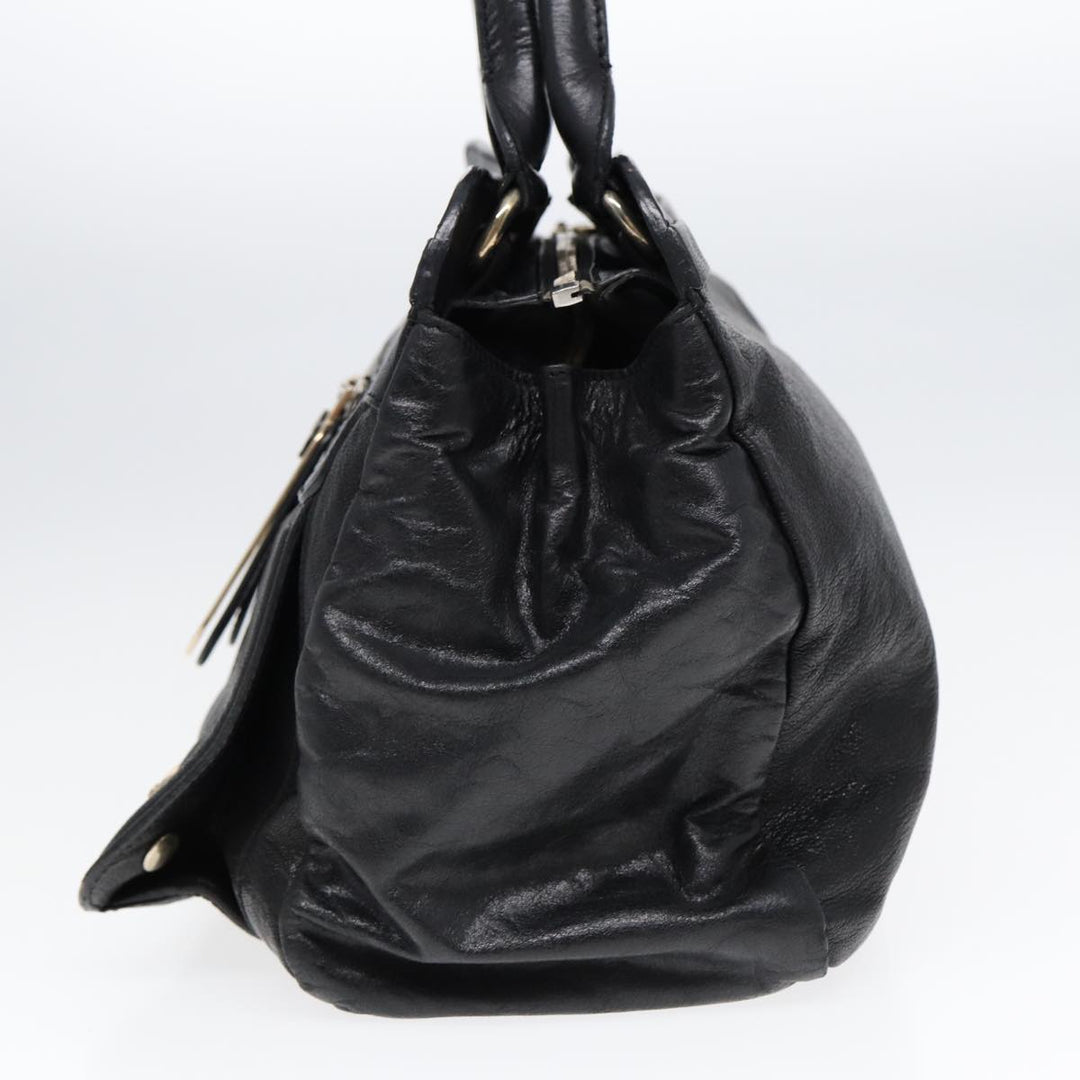 Chloe Hand Bag Leather Black Gold fm3790