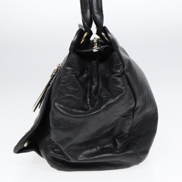 Chloe Hand Bag Leather Black Gold fm3790