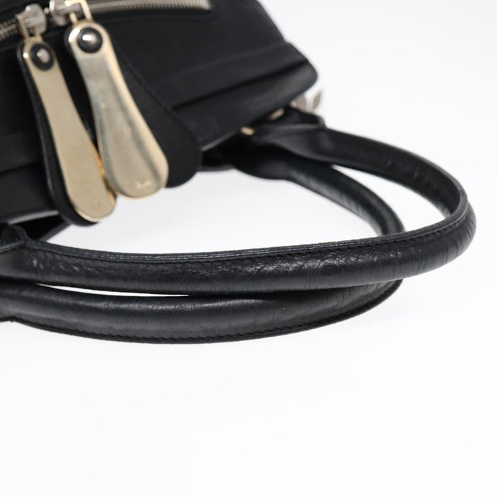 Chloe Hand Bag Leather Black Gold fm3790