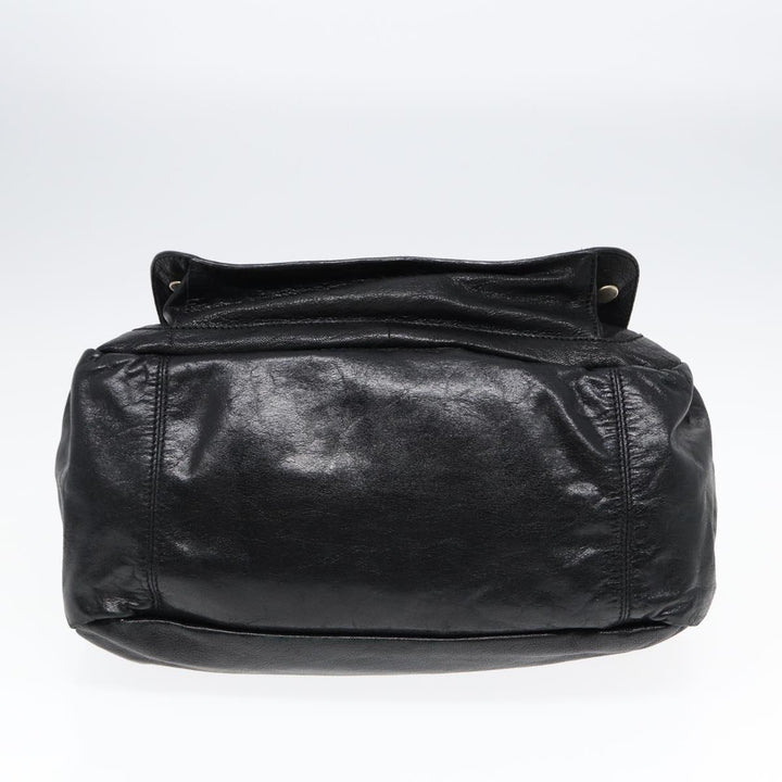 Chloe Hand Bag Leather Black Gold fm3790