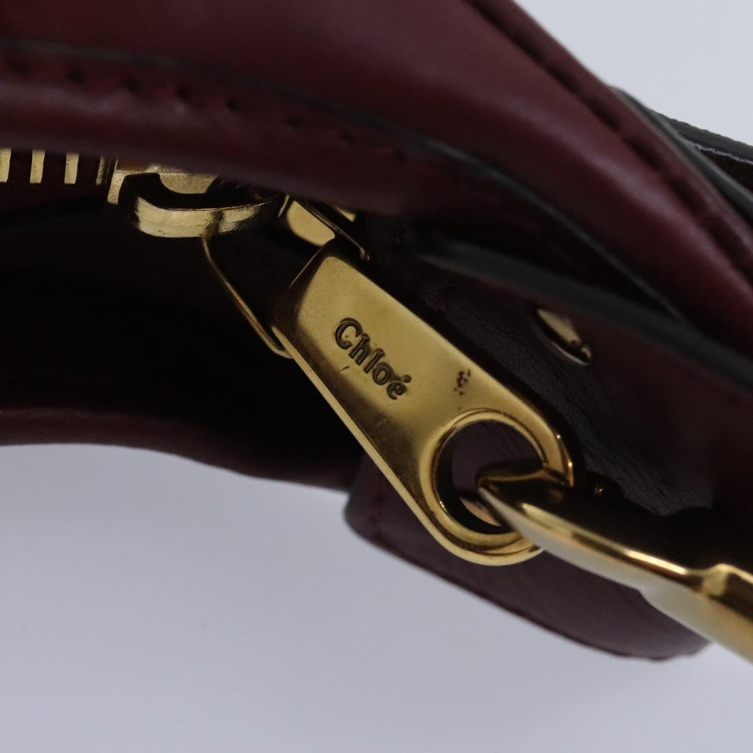 Chloe Shoulder Bag Leather Red Gold fm3808