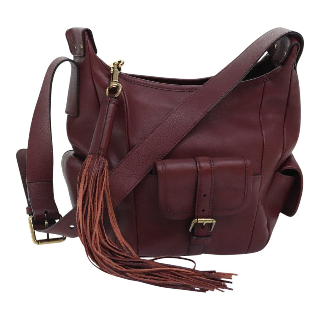 Chloe Shoulder Bag Leather Red Gold fm3808