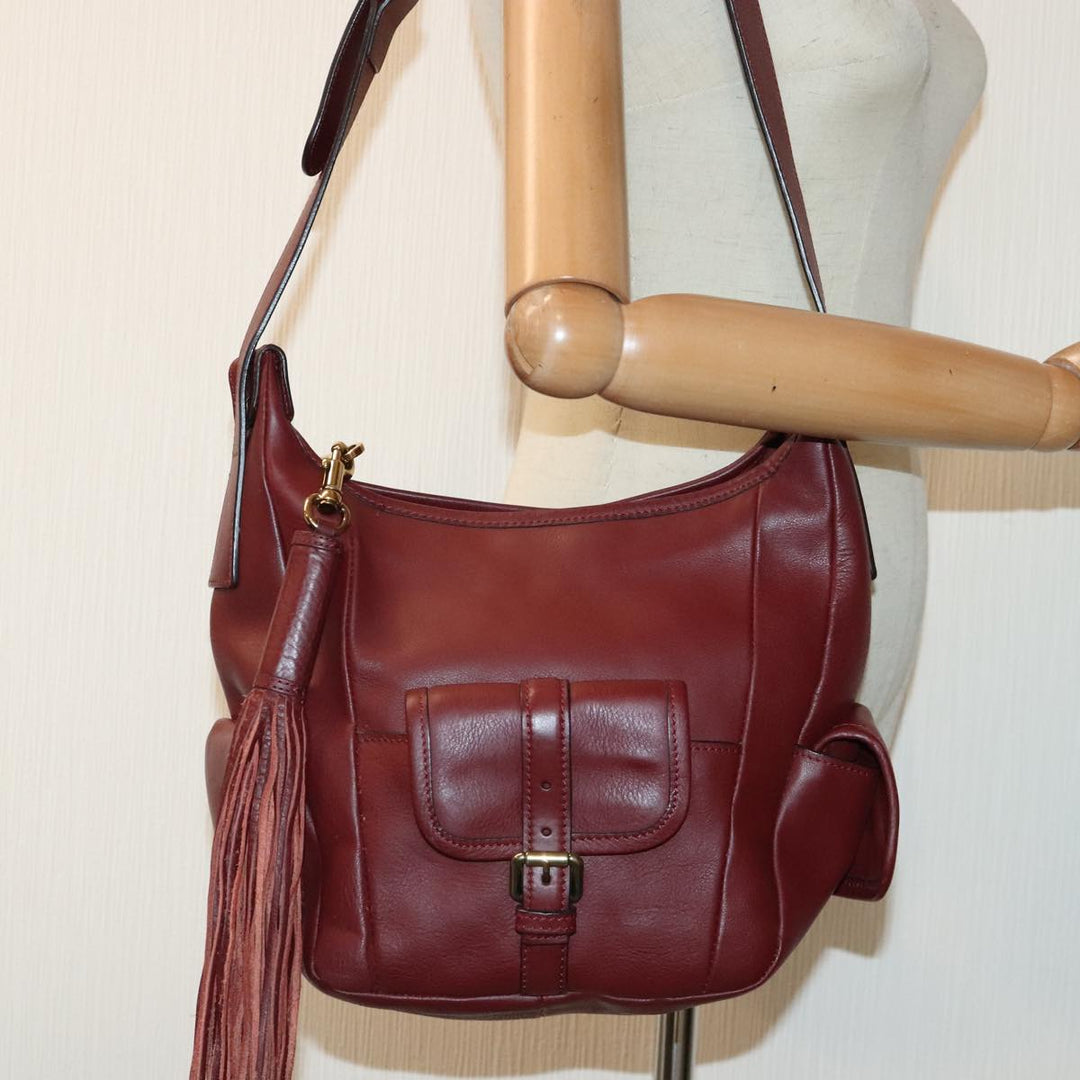 Chloe Shoulder Bag Leather Red Gold fm3808