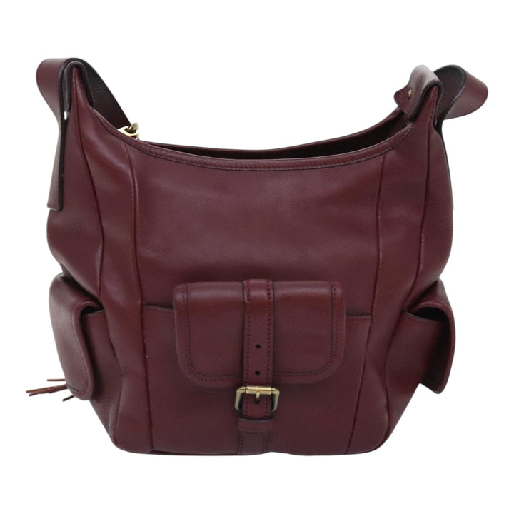 Chloe Shoulder Bag Leather Red Gold fm3808
