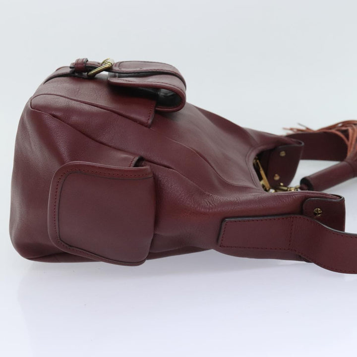 Chloe Shoulder Bag Leather Red Gold fm3808